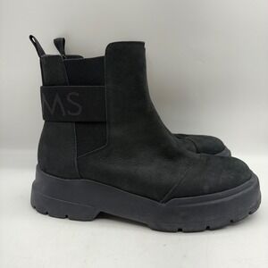 TOMS Alpargata Combat Boots Black Leather Chunky Lug Sole Chelsea Womens‎ 9.5
